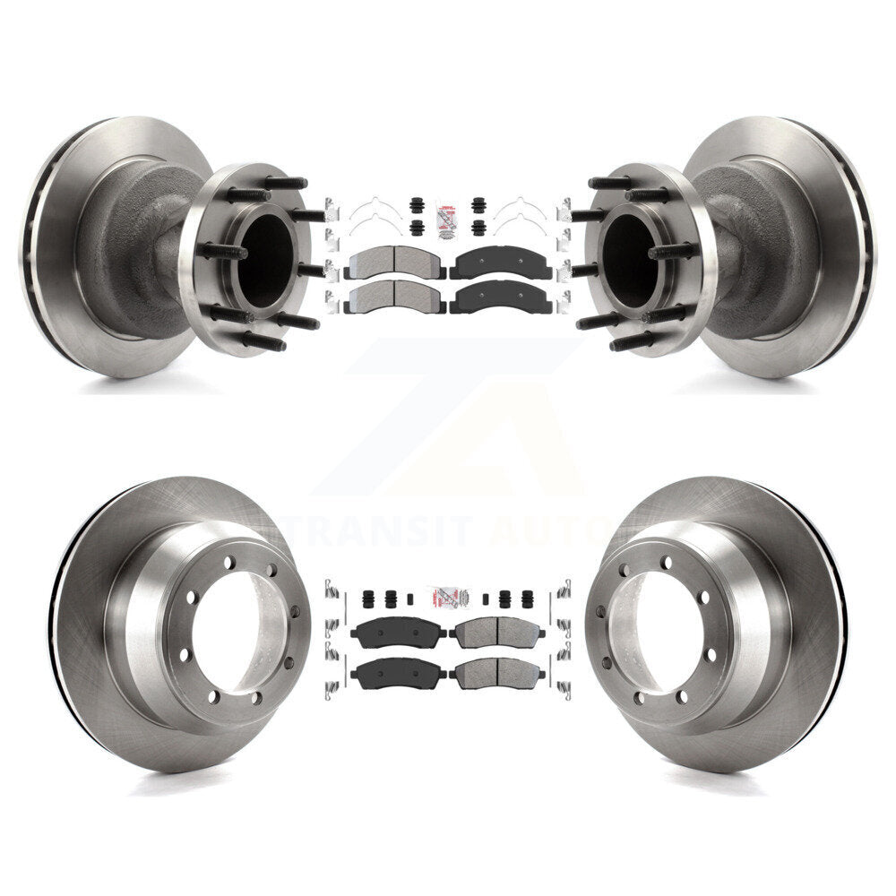 Front Rear Semi-Metallic Pad Disc Brake Rotors Hub Assembly Kit For Ford F-350 Super Duty K8A-105844