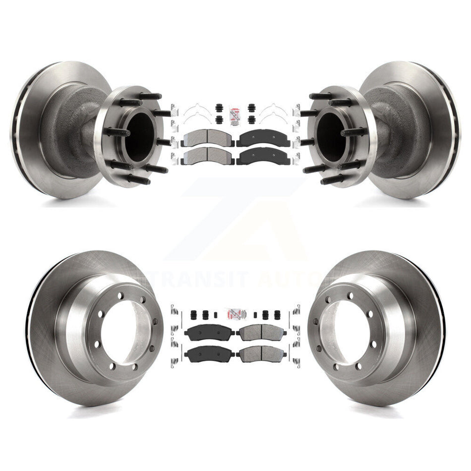 Front Rear Semi-Metallic Pad Disc Brake Rotors Hub Assembly Kit For Ford F-350 Super Duty K8A-105844
