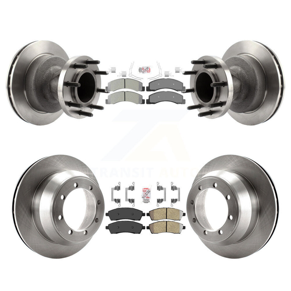 Front Rear Semi-Metallic Pad Disc Brake Rotors Hub Assembly Kit For Ford F-350 Super Duty K8A-105845