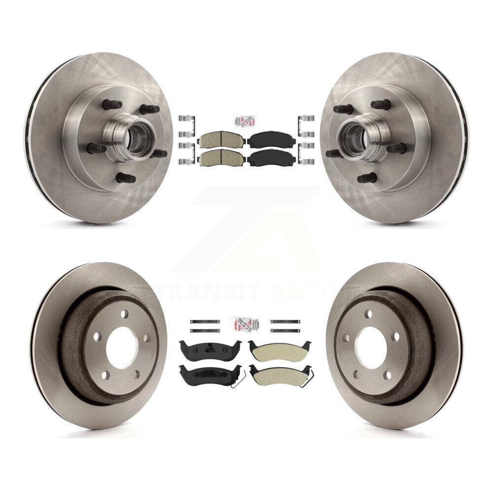 Front Ceramic Rear Semi-Metallic Pad & Disc Brake Rotors Hub Assembly Kit For Mazda B2300 K8A-105847