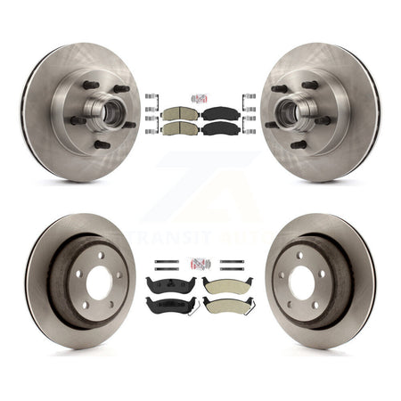 Front Ceramic Rear Semi-Metallic Pad & Disc Brake Rotors Hub Assembly Kit For Mazda B2300 K8A-105847