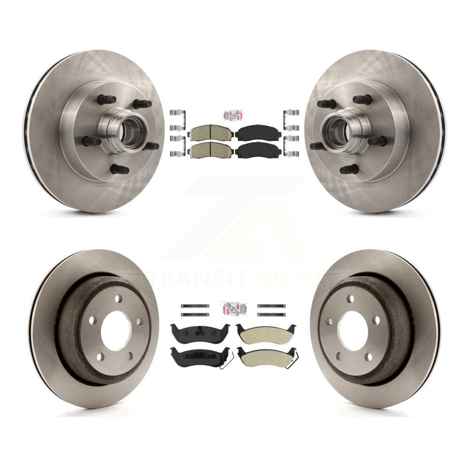 Front Ceramic Rear Semi-Metallic Pad & Disc Brake Rotors Hub Assembly Kit For Mazda B2300 K8A-105847