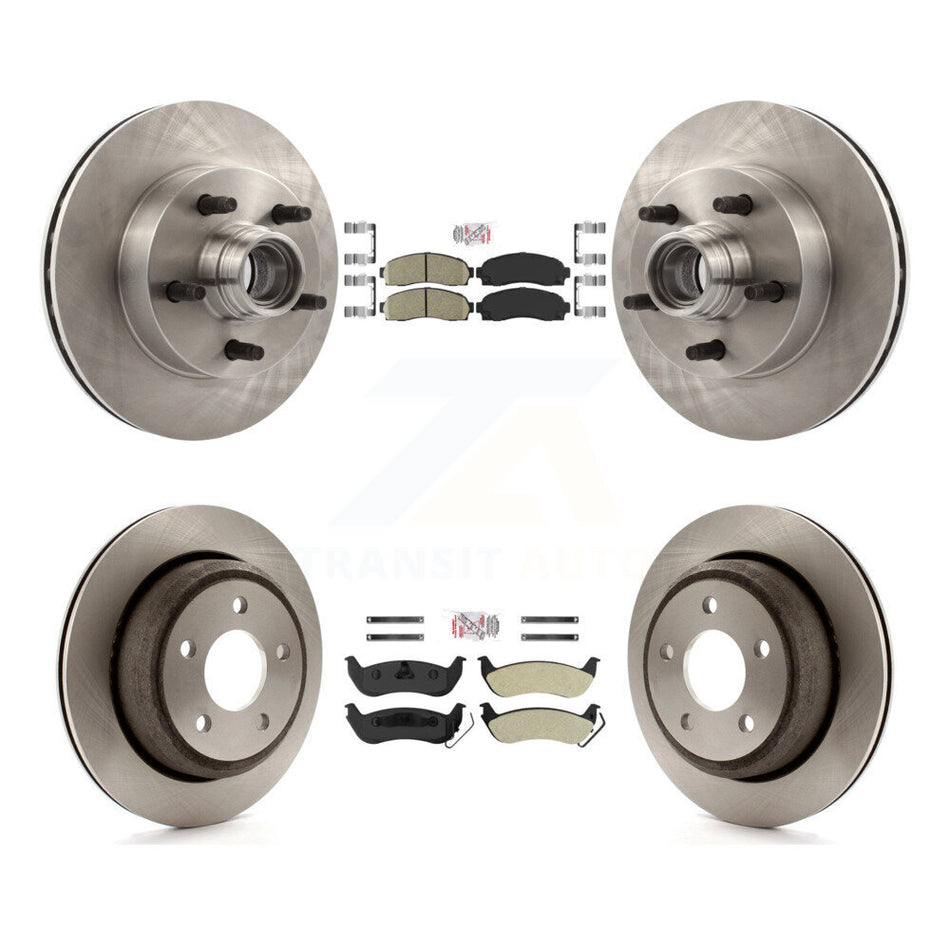 Front Ceramic Rear Semi-Metallic Pad & Disc Brake Rotors Hub Assembly Kit For Mazda B2300 K8A-105847
