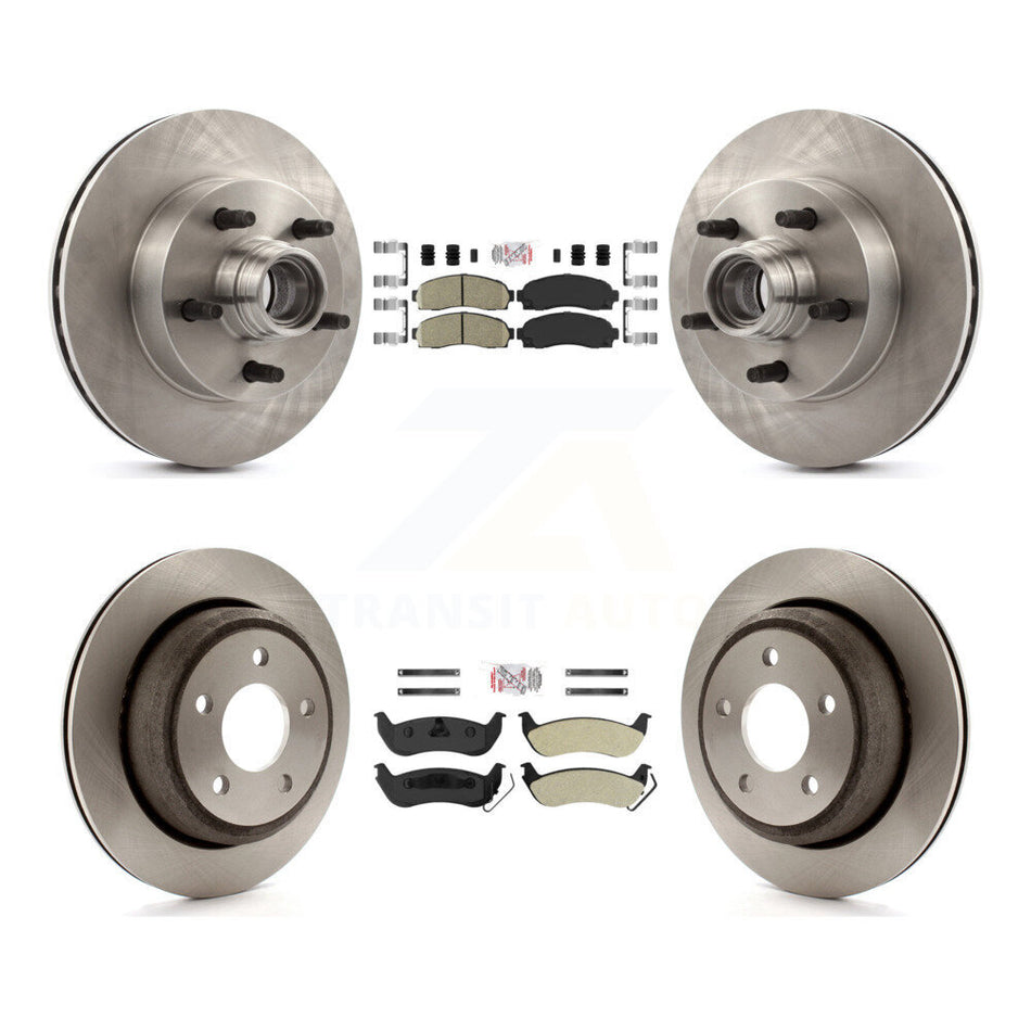 Front Ceramic Rear Semi-Metallic Pad & Disc Brake Rotors Hub Assembly Kit For Mazda B2300 K8A-105848