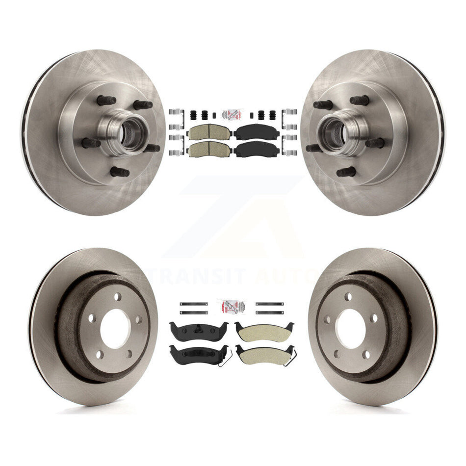 Front Ceramic Rear Semi-Metallic Pad & Disc Brake Rotors Hub Assembly Kit For Mazda B2300 K8A-105848