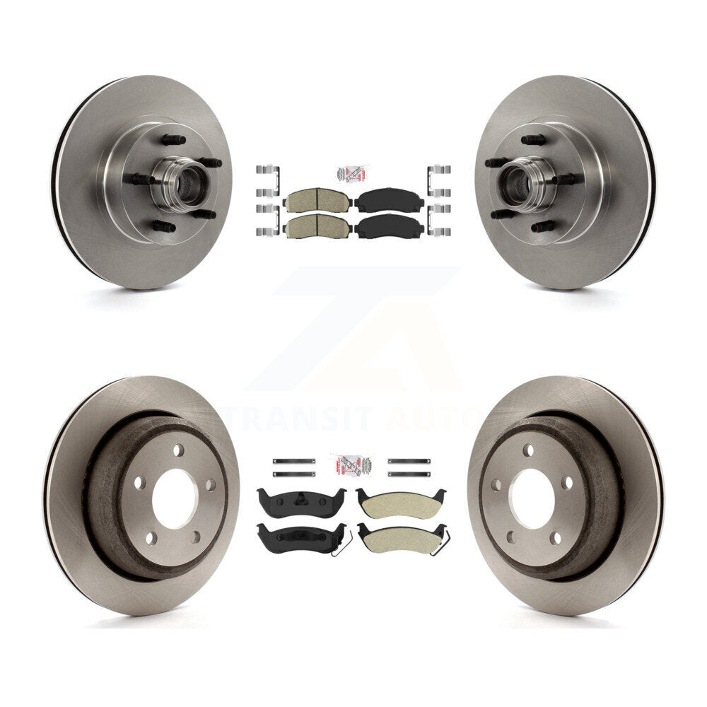 Front Ceramic Rear Semi-Metallic Pad & Disc Brake Rotors Hub Assembly Kit For Mazda B2300 K8A-105849