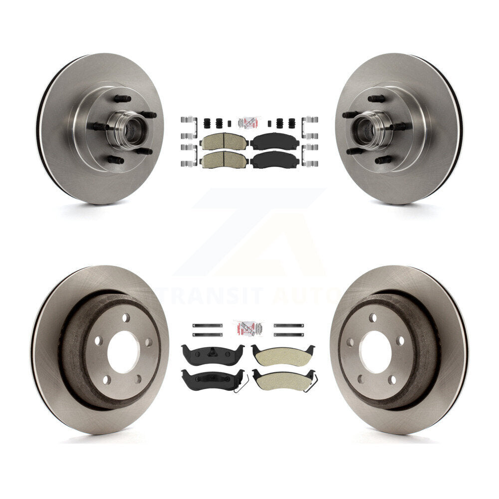 Front Ceramic Rear Semi-Metallic Pad & Disc Brake Rotors Hub Assembly Kit For Mazda B2300 K8A-105850