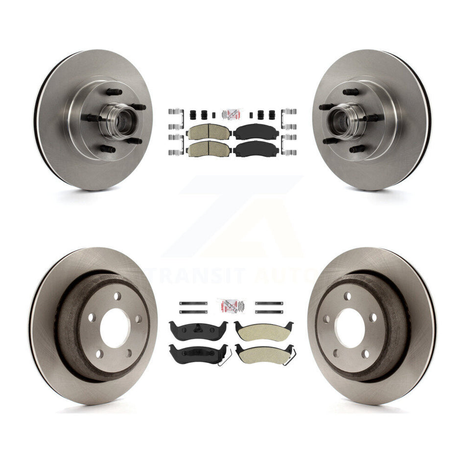 Front Ceramic Rear Semi-Metallic Pad & Disc Brake Rotors Hub Assembly Kit For Mazda B2300 K8A-105850
