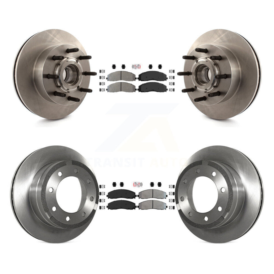 Front Rear Semi-Metallic Pad Disc Brake Rotors Hub Assembly Kit For Ford F-350 Super Duty K8A-105852