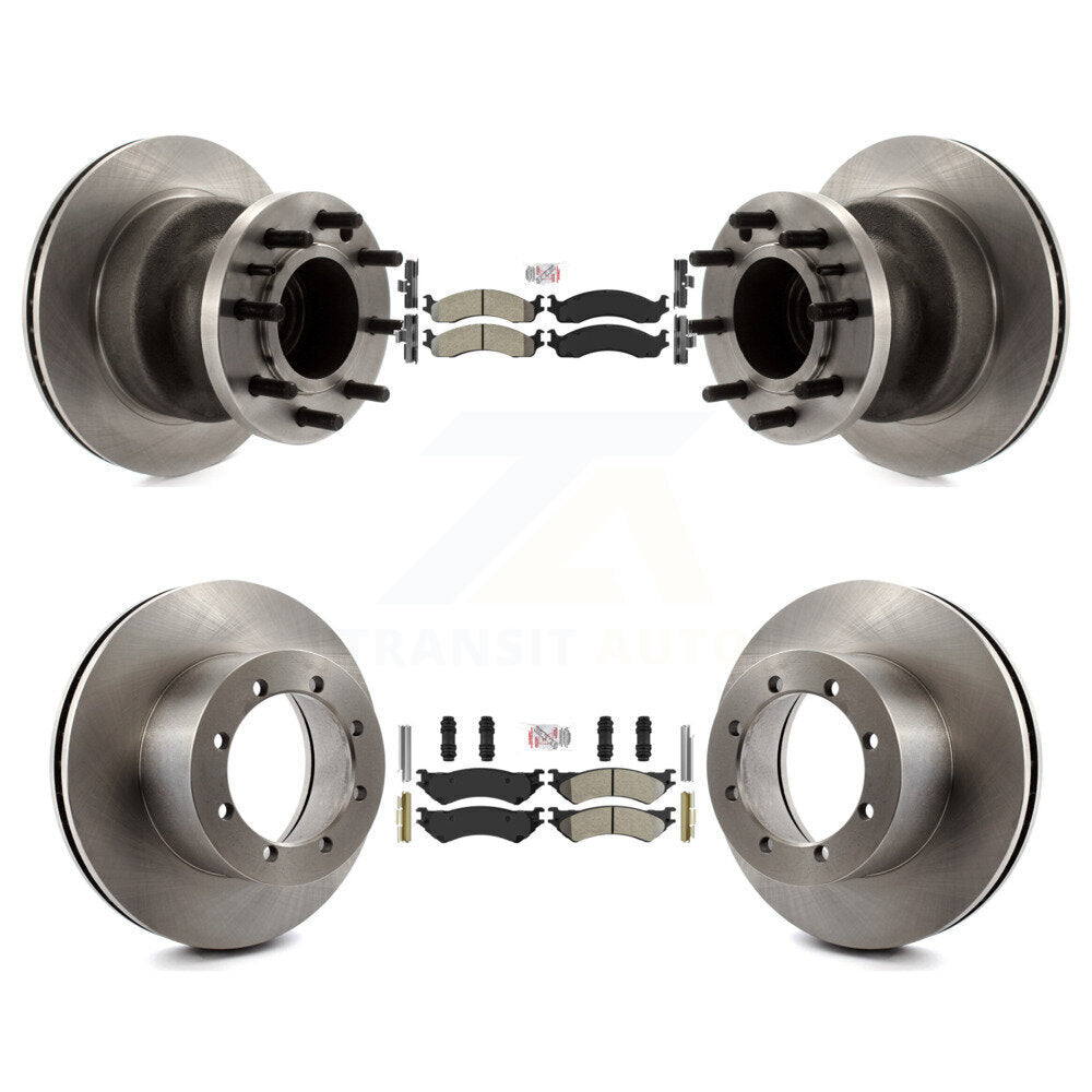 Front Rear Semi-Metallic Pad Disc Brake Rotors Hub Assembly Kit For Ford E-350 Super Duty K8A-105865