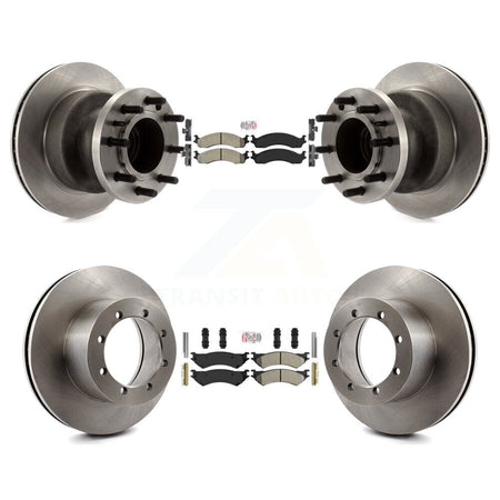 Front Rear Semi-Metallic Pad Disc Brake Rotors Hub Assembly Kit For Ford E-350 Super Duty K8A-105865