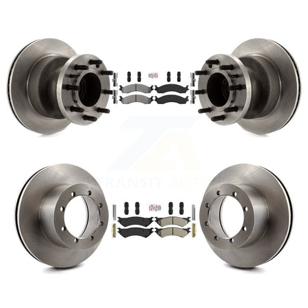 Front Rear Semi-Metallic Pad Disc Brake Rotors Hub Assembly Kit For Ford E-350 Super Duty K8A-105866