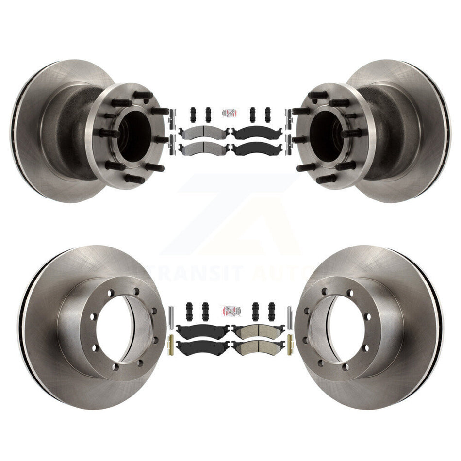 Front Rear Semi-Metallic Pad Disc Brake Rotors Hub Assembly Kit For Ford E-350 Super Duty K8A-105866