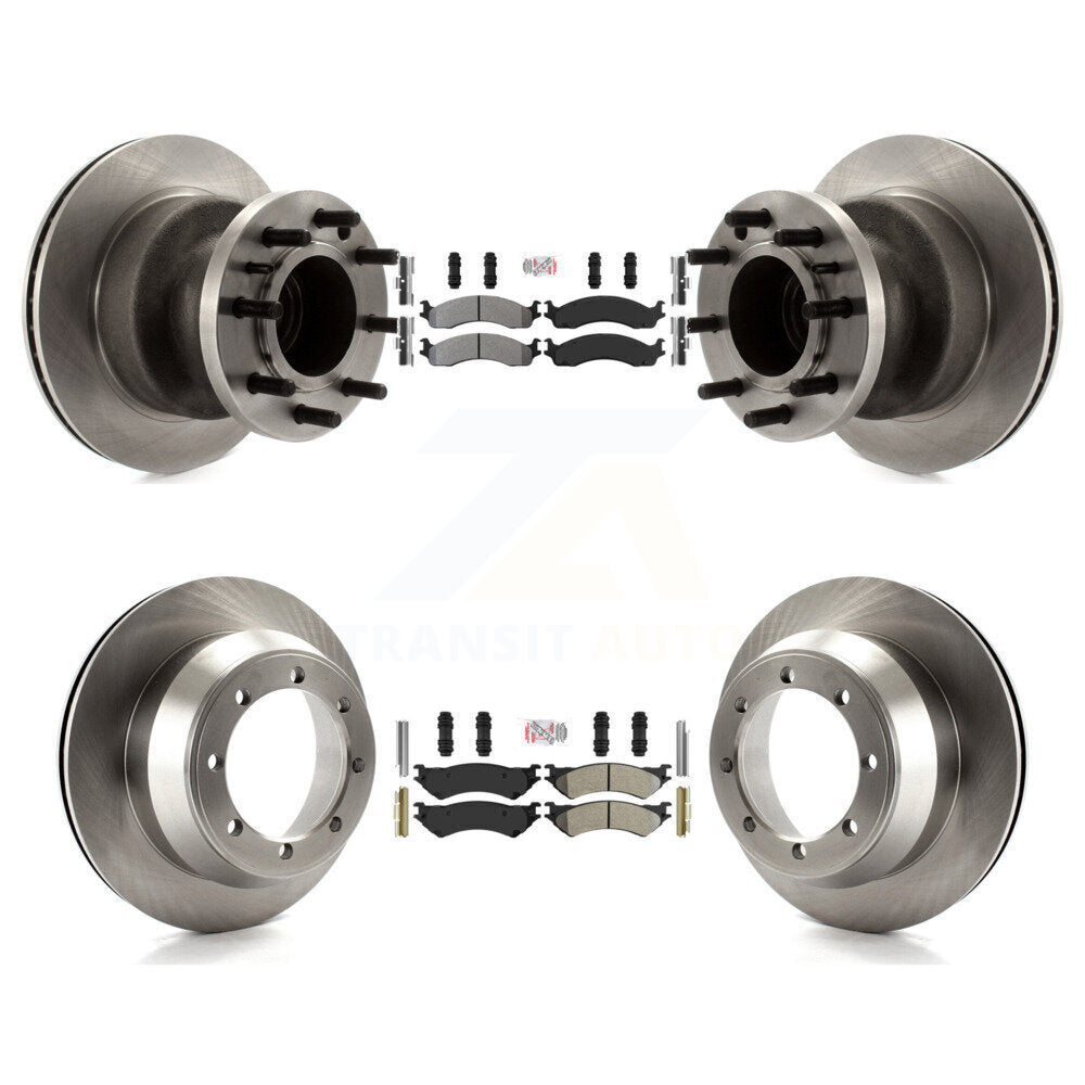 Front Rear Semi-Metallic Pad Brake Rotor Hub Kit For Ford E-350 Super Duty Econoline Club K8A-105868