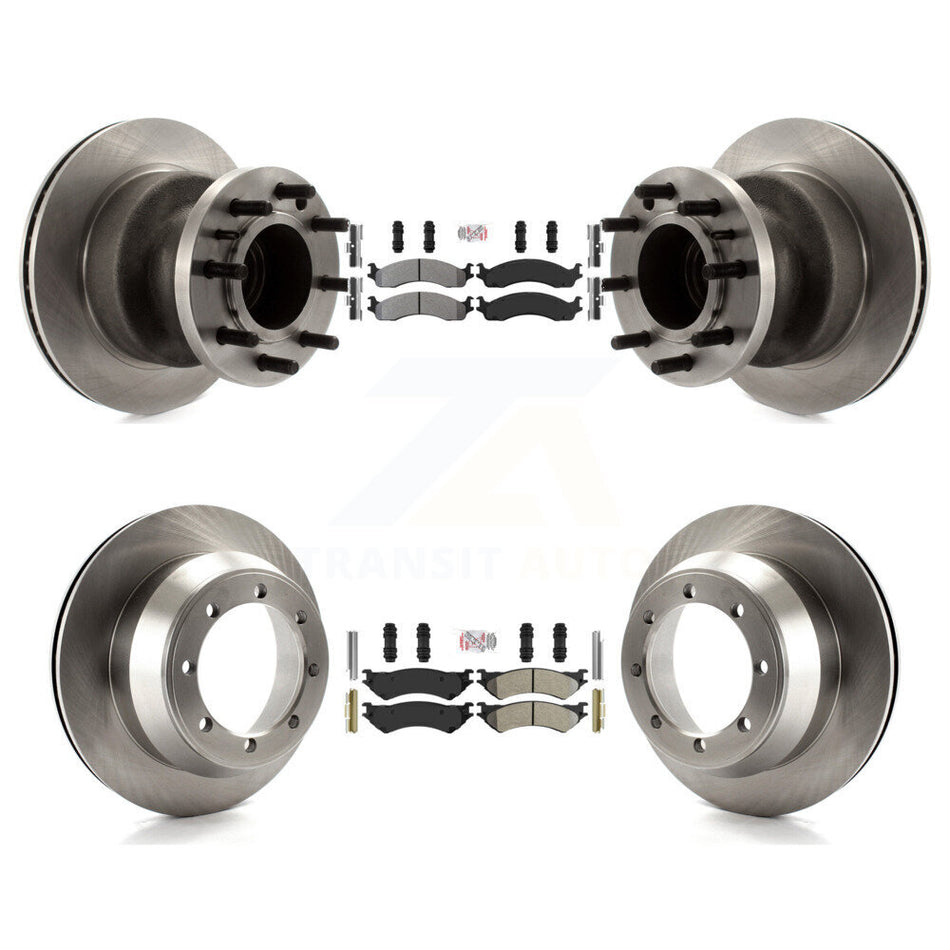 Front Rear Semi-Metallic Pad Brake Rotor Hub Kit For Ford E-350 Super Duty Econoline Club K8A-105868