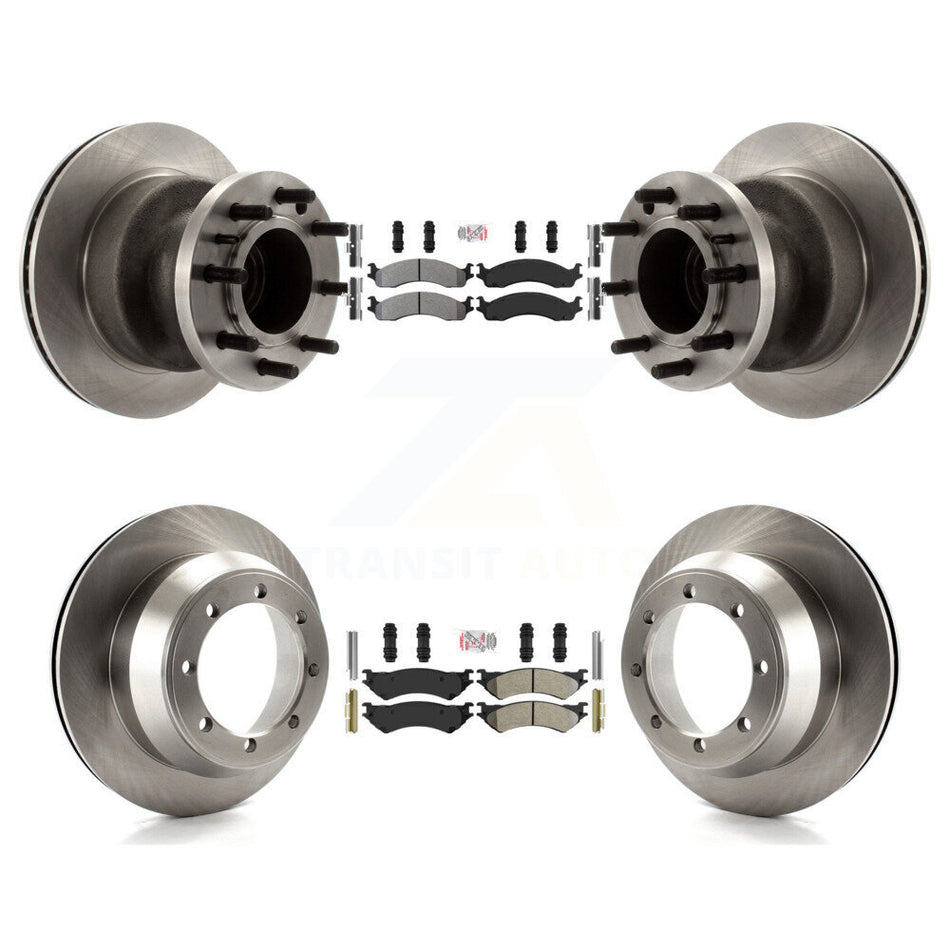 Front Rear Semi-Metallic Pad Brake Rotor Hub Kit For Ford E-350 Super Duty Econoline Club K8A-105868