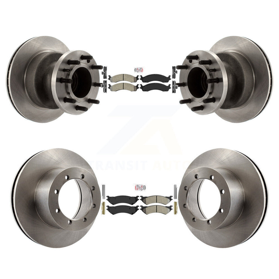 Front Rear Semi-Metallic Pad Disc Brake Rotors Hub Assembly Kit For Ford E-350 Super Duty K8A-105871