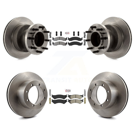Front Rear Semi-Metallic Pad Disc Brake Rotors Hub Assembly Kit For Ford E-350 Super Duty K8A-105872