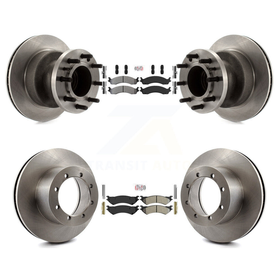 Front Rear Semi-Metallic Pad Disc Brake Rotors Hub Assembly Kit For Ford E-350 Super Duty K8A-105872