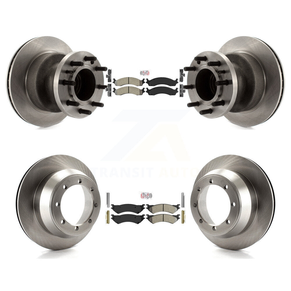 Front Rear Semi-Metallic Pad Brake Rotor Hub Kit For Ford E-350 Super Duty Econoline Club K8A-105873