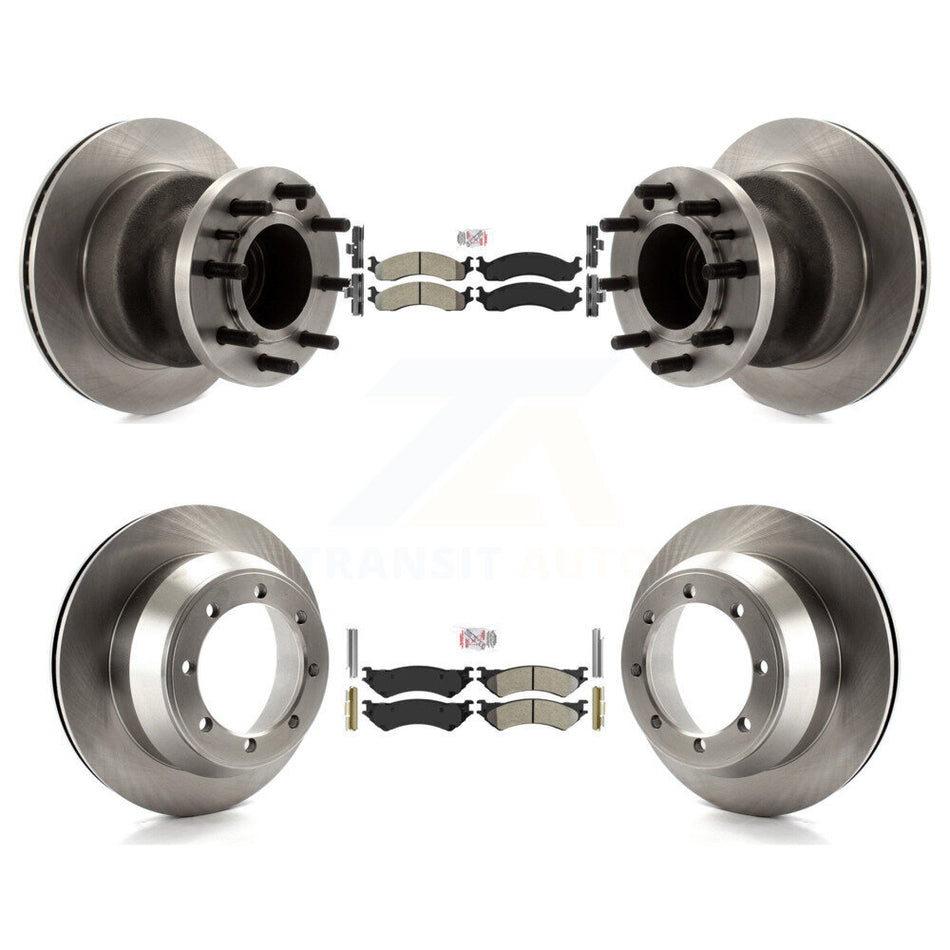 Front Rear Semi-Metallic Pad Brake Rotor Hub Kit For Ford E-350 Super Duty Econoline Club K8A-105873