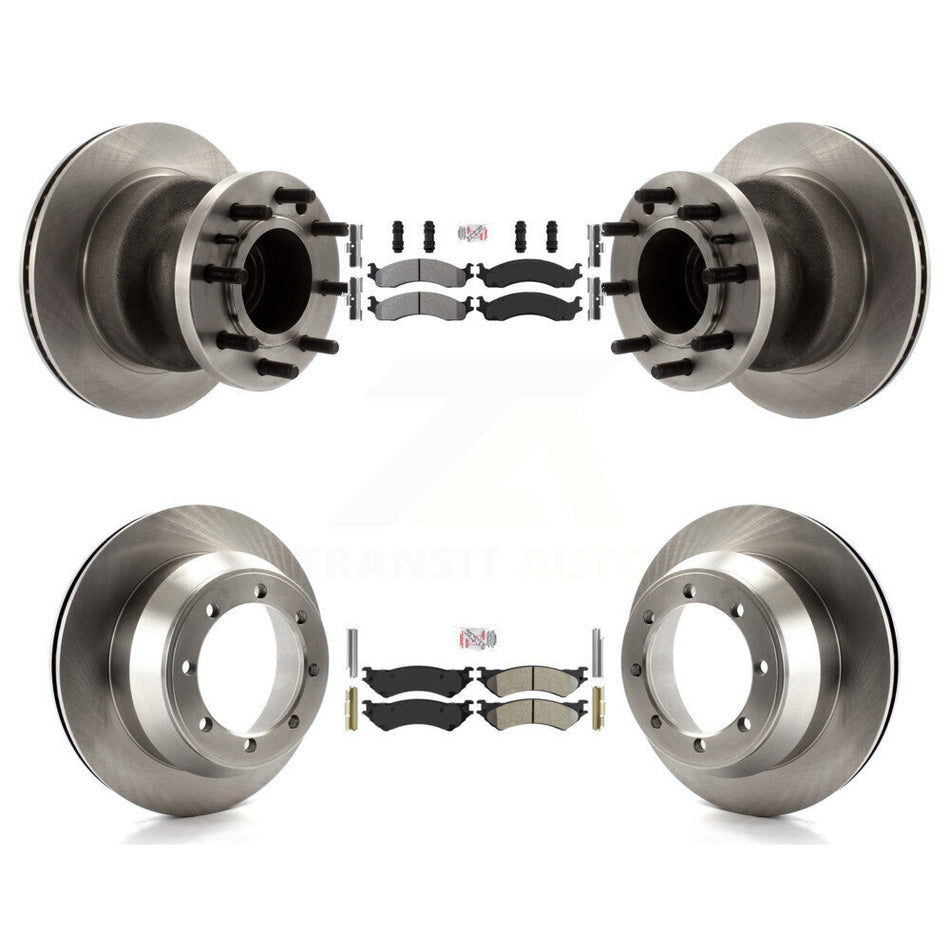 Front Rear Semi-Metallic Pad Brake Rotor Hub Kit For Ford E-350 Super Duty Econoline Club K8A-105874
