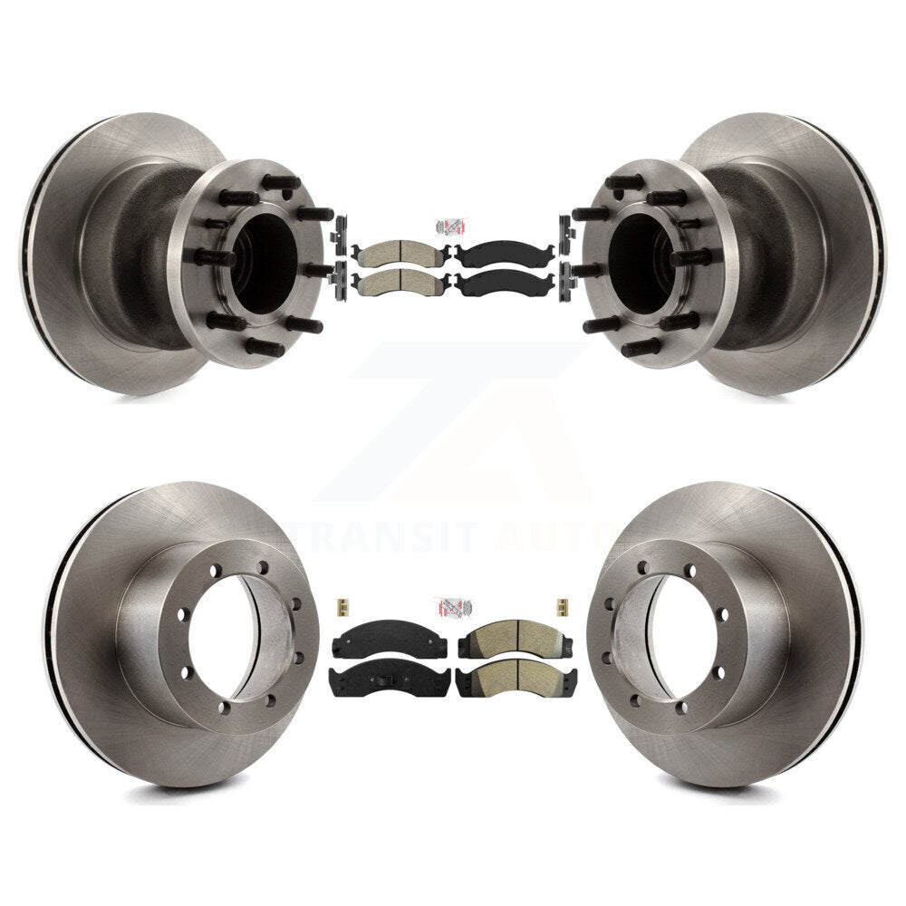 Front Rear Semi-Metallic Pad Disc Brake Rotor Hub Kit For Ford E-450 Super Duty Econoline K8A-105875