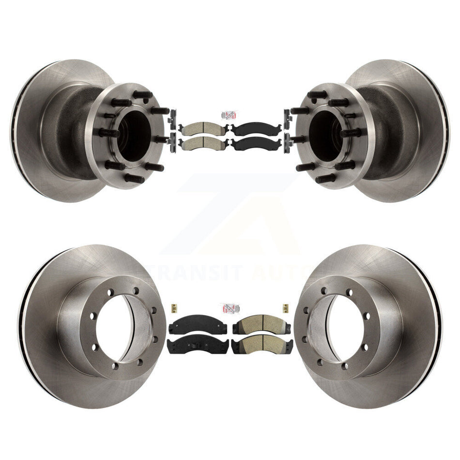 Front Rear Semi-Metallic Pad Disc Brake Rotor Hub Kit For Ford E-450 Super Duty Econoline K8A-105875