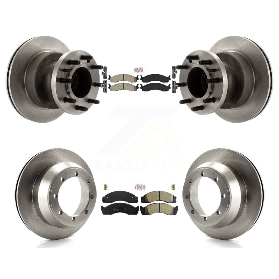 Front Rear Semi-Metallic Pads And Disc Brake Rotors Hub Kit For Ford Econoline Super Duty K8A-105881