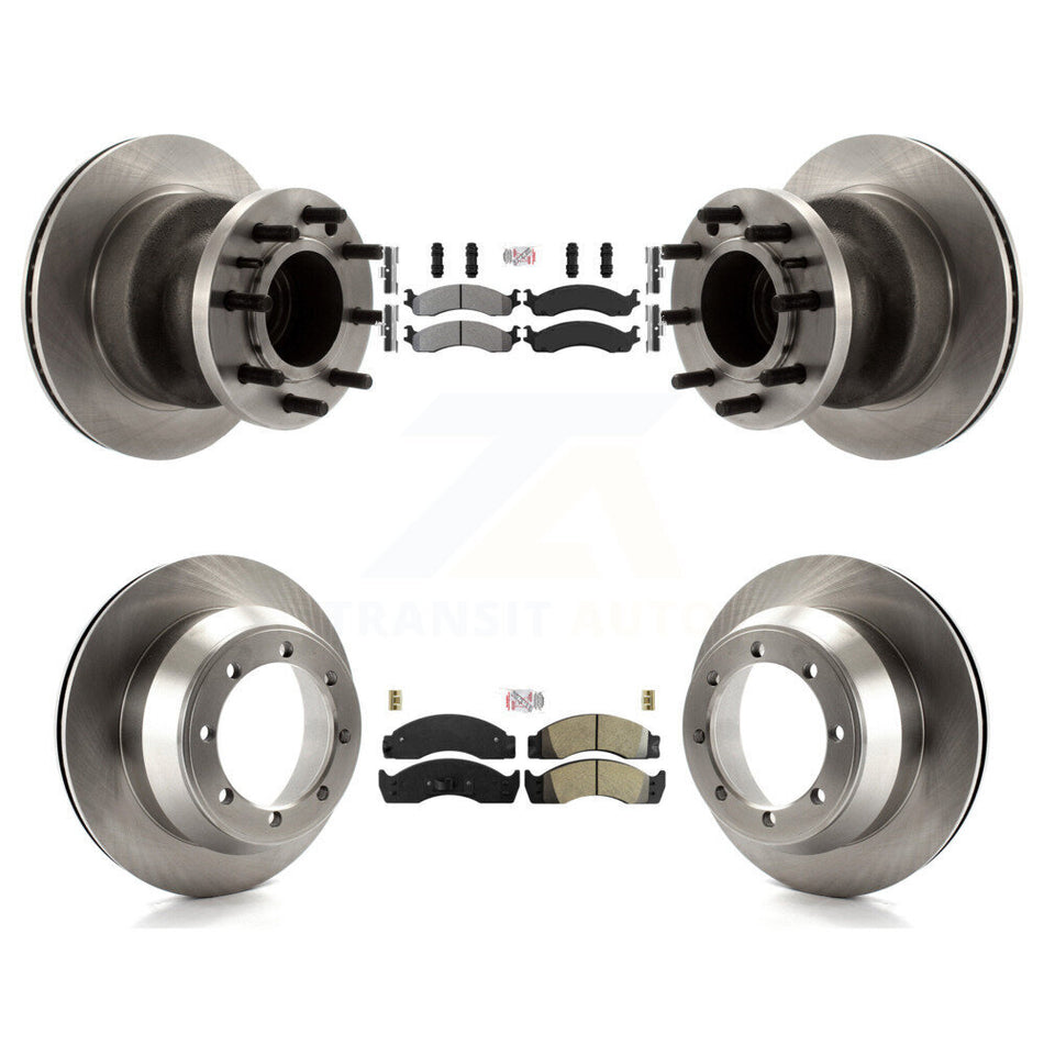 Front Rear Semi-Metallic Pads And Disc Brake Rotors Hub Kit For Ford Econoline Super Duty K8A-105882