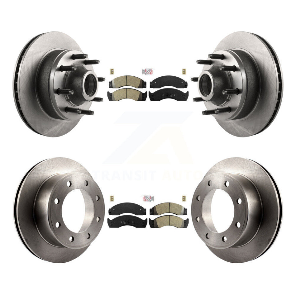 Front Rear Semi-Metallic Pad Disc Brake Rotor Hub Kit For Ford E-450 Econoline Super Duty K8A-105883