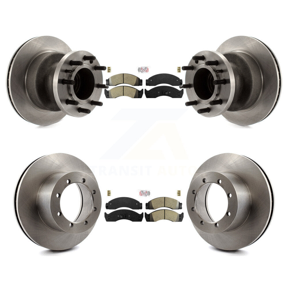 Front Rear Semi-Metallic Pad Disc Brake Rotor Hub Kit For Ford E-450 Econoline Super Duty K8A-105885