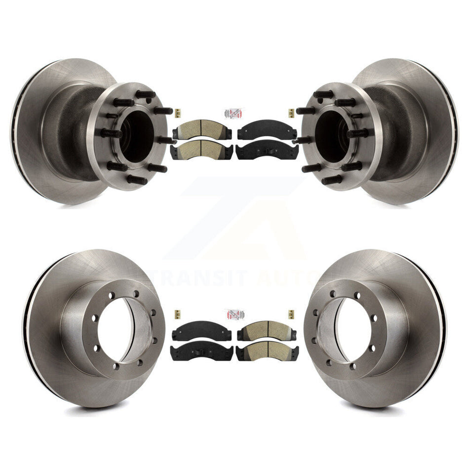 Front Rear Semi-Metallic Pad Disc Brake Rotor Hub Kit For Ford E-450 Econoline Super Duty K8A-105885