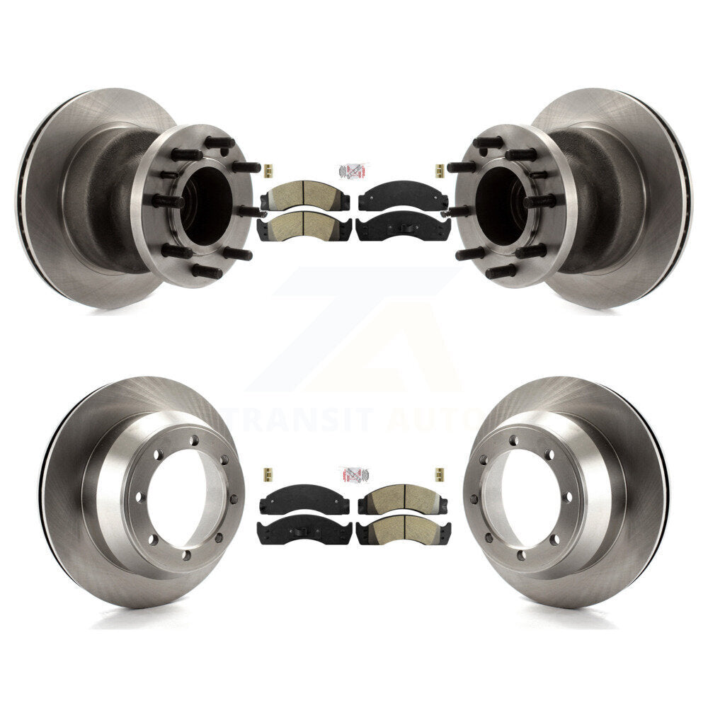 Front Rear Semi-Metallic Pad Disc Brake Rotor Hub Kit For Ford E-450 Econoline Super Duty K8A-105886