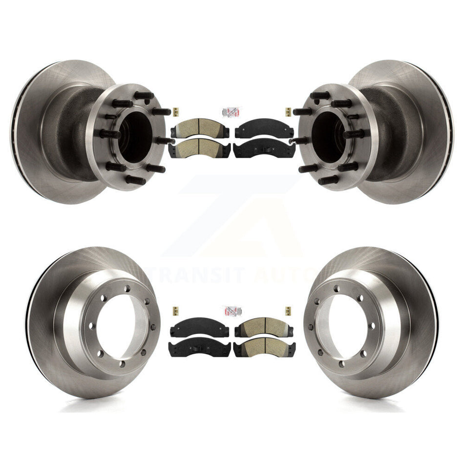 Front Rear Semi-Metallic Pad Disc Brake Rotor Hub Kit For Ford E-450 Econoline Super Duty K8A-105886