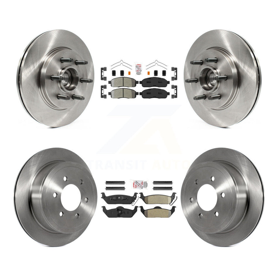 Front Rear Semi-Metallic Pad Disc Brake Rotors Hub Kit For Ford F-150 Lincoln Mark LT RWD K8A-105887