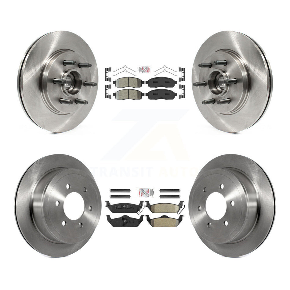 Front Rear Semi-Metallic Pad Disc Brake Rotors Hub Kit For Ford F-150 Lincoln Mark LT RWD K8A-105888