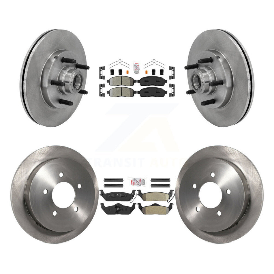 Front Rear Semi-Metallic Pad & Disc Brake Rotors Hub Assembly Kit For 2004 Ford F-150 RWD K8A-105889