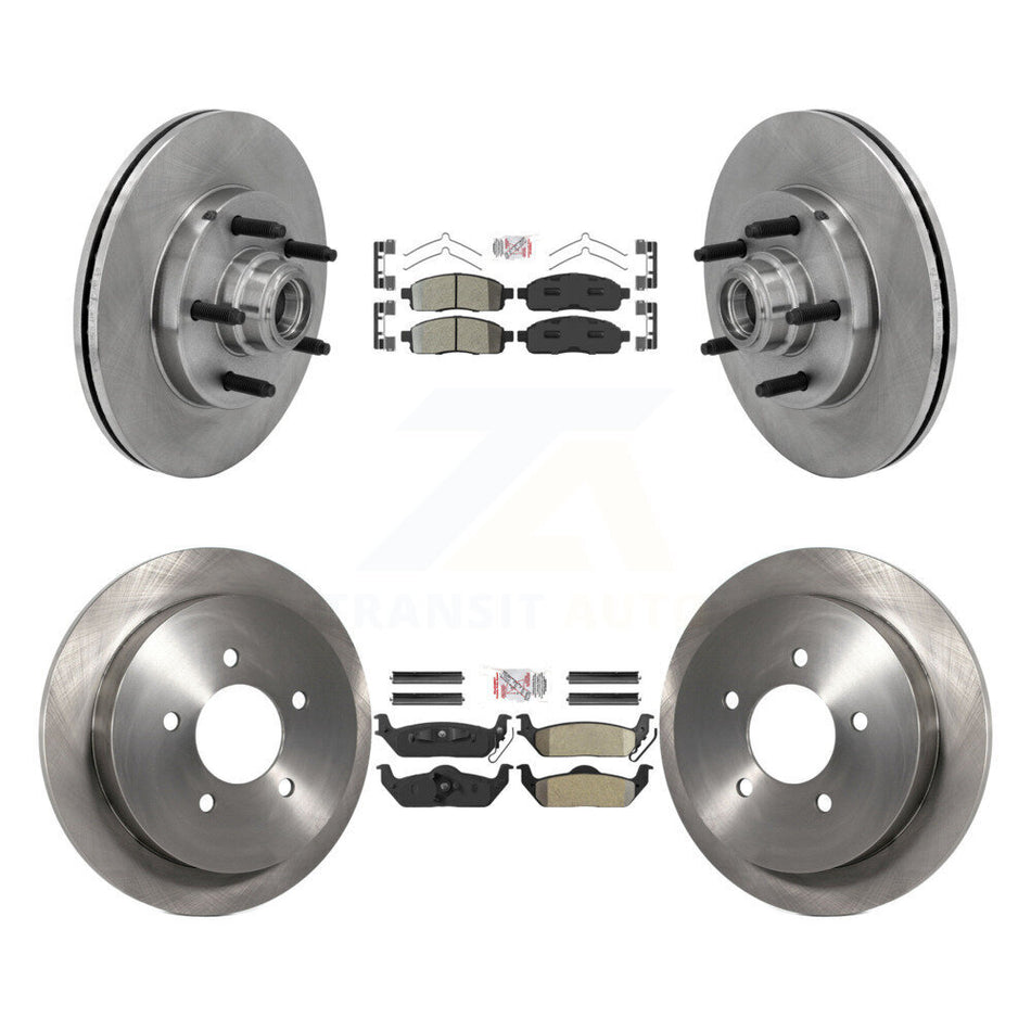 Front Rear Semi-Metallic Pad & Disc Brake Rotors Hub Assembly Kit For 2004 Ford F-150 RWD K8A-105890