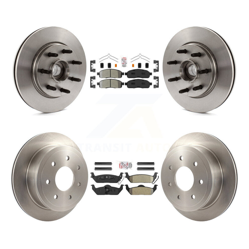 Front Rear Semi-Metallic Pad Disc Brake Rotors Hub Kit For Ford F-150 Lincoln Mark LT RWD K8A-105891