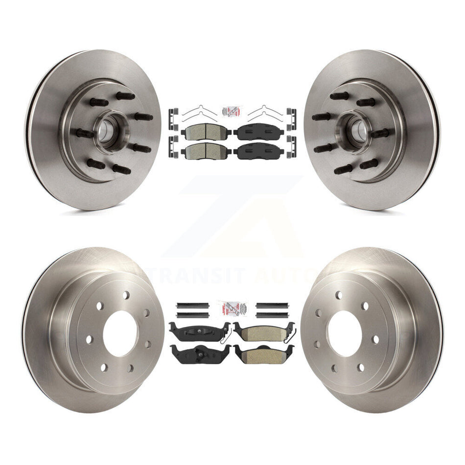 Front Rear Semi-Metallic Pad Disc Brake Rotors Hub Kit For Ford F-150 Lincoln Mark LT RWD K8A-105892