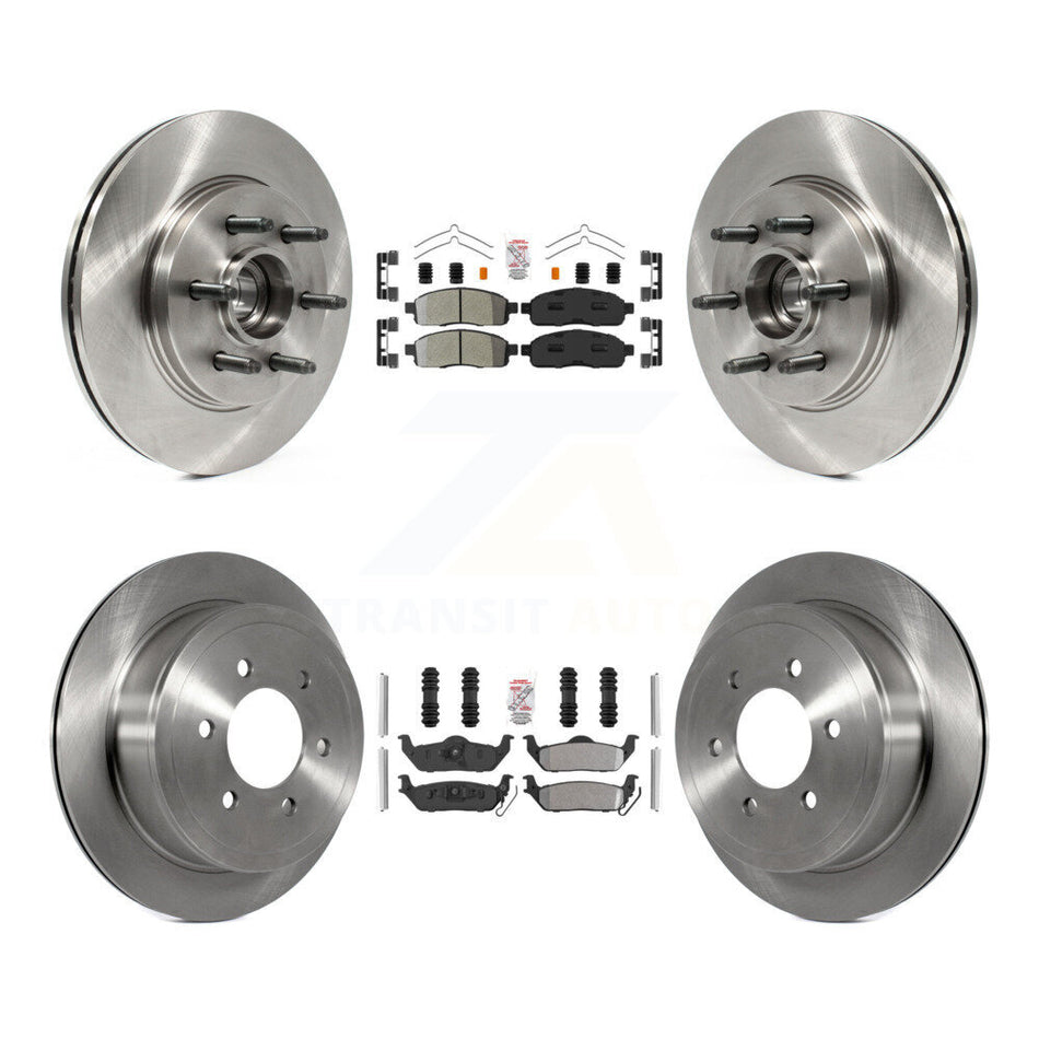 Front Rear Semi-Metallic Pad Disc Brake Rotors Hub Kit For Ford F-150 Lincoln Mark LT RWD K8A-105897