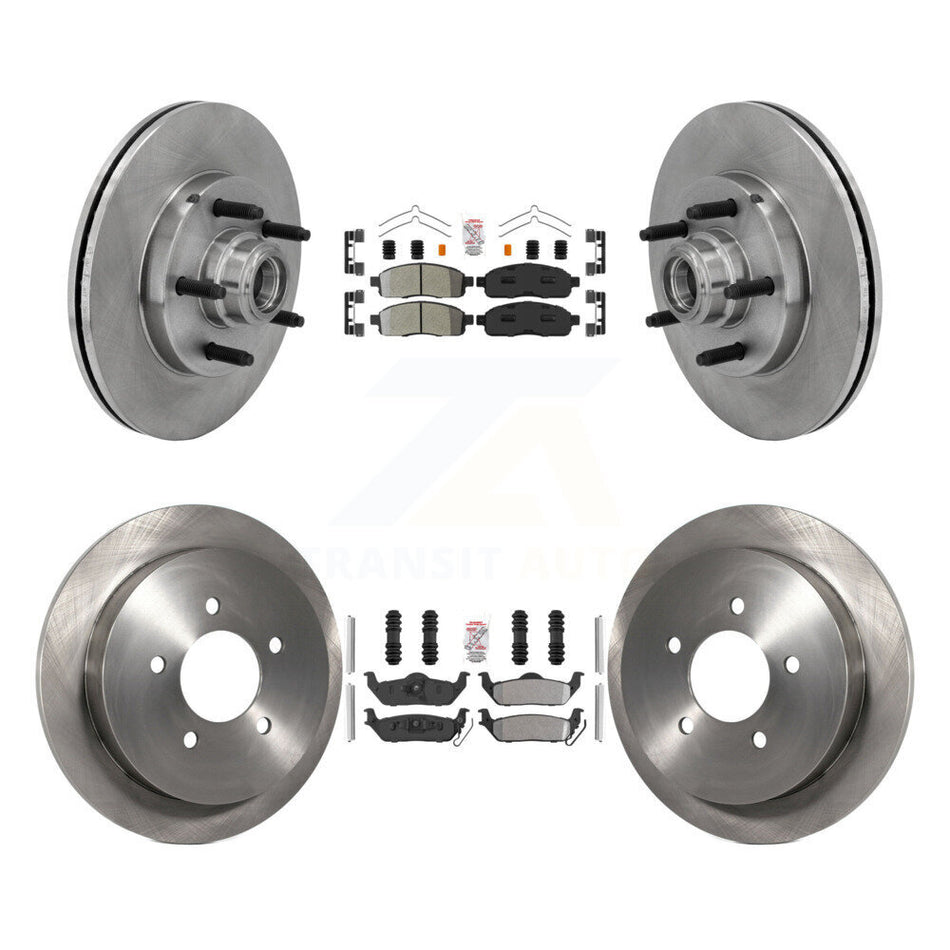 Front Rear Semi-Metallic Pad & Disc Brake Rotors Hub Assembly Kit For 2004 Ford F-150 RWD K8A-105899