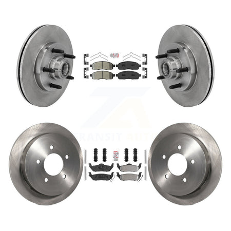 Front Rear Semi-Metallic Pad & Disc Brake Rotors Hub Assembly Kit For 2004 Ford F-150 RWD K8A-105900