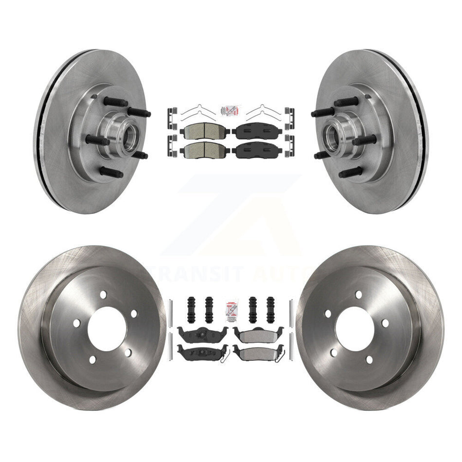 Front Rear Semi-Metallic Pad & Disc Brake Rotors Hub Assembly Kit For 2004 Ford F-150 RWD K8A-105900