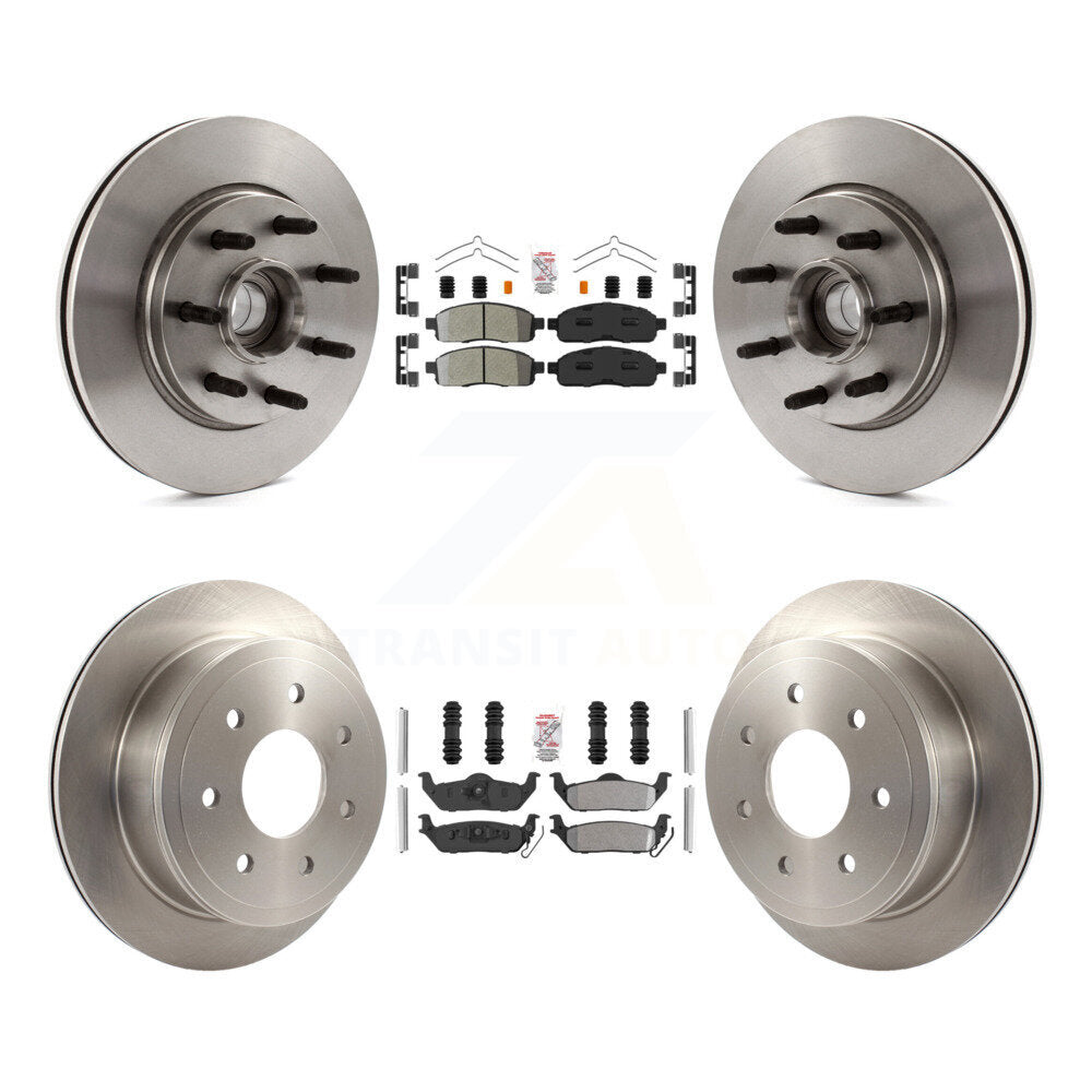 Front Rear Semi-Metallic Pad Disc Brake Rotors Hub Kit For Ford F-150 Lincoln Mark LT RWD K8A-105901