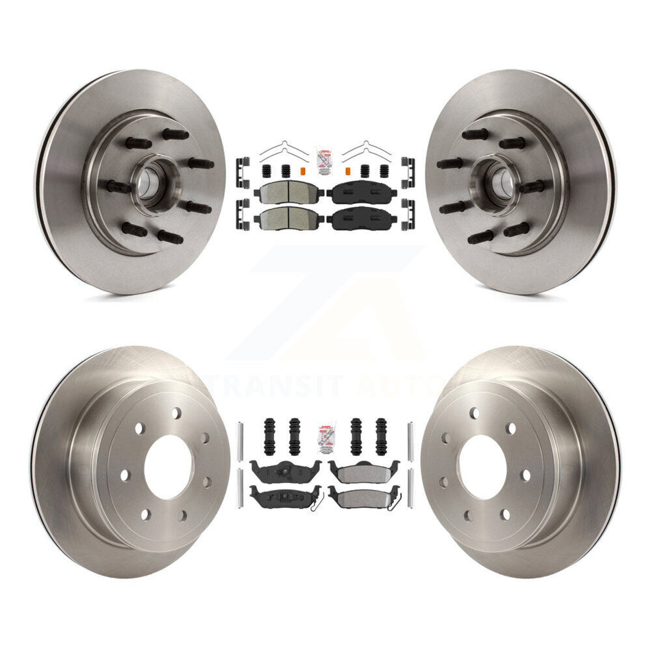 Front Rear Semi-Metallic Pad Disc Brake Rotors Hub Kit For Ford F-150 Lincoln Mark LT RWD K8A-105901