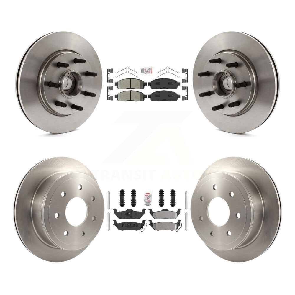 Front Rear Semi-Metallic Pad Disc Brake Rotors Hub Kit For Ford F-150 Lincoln Mark LT RWD K8A-105902
