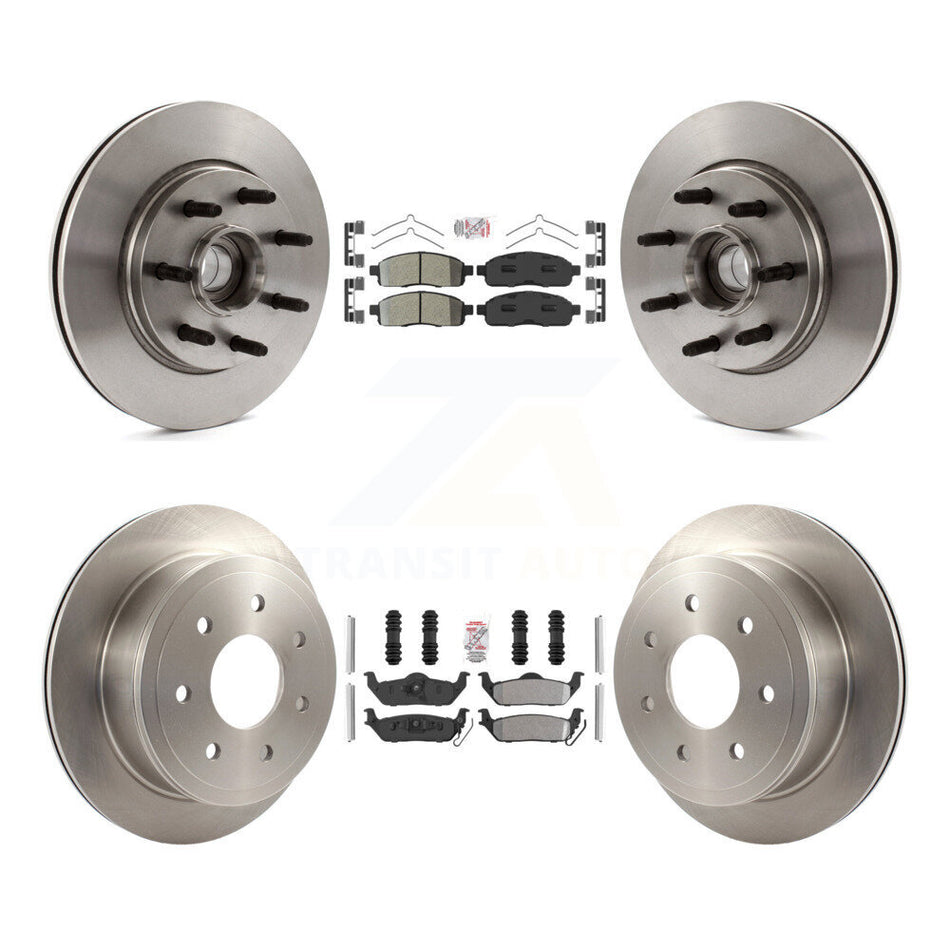 Front Rear Semi-Metallic Pad Disc Brake Rotors Hub Kit For Ford F-150 Lincoln Mark LT RWD K8A-105902