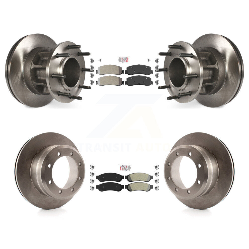 Front Rear Semi-Metallic Pad Disc Brake Rotors Hub Kit For 2012 Ford F-350 Super Duty RWD K8A-105907